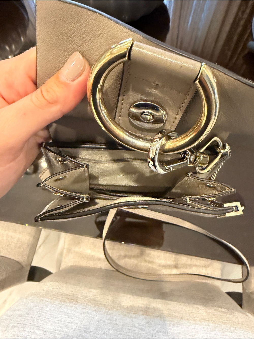 Beige Chloe Mini Leather & Suede crossbody bag - Picture 3 of 4